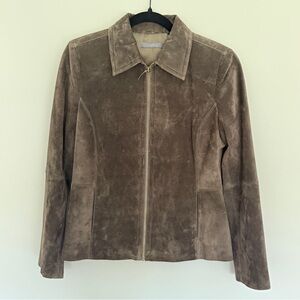 Liz Claiborne Dark Brown Suede Leather Jacket